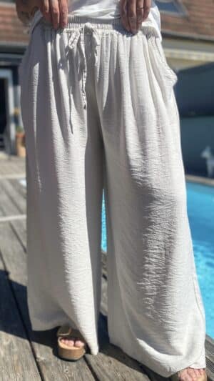 Pantalon large taille élastique