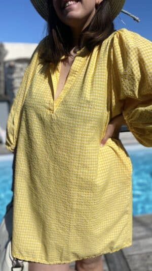 Robe fluide courte imprimé vichy(rouge ,jaune, bleu)