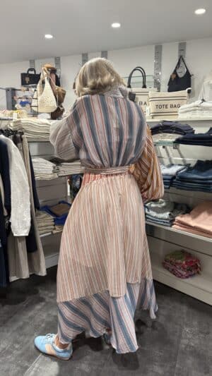 Robe longue bohème rayée