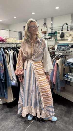 Robe longue bohème rayée