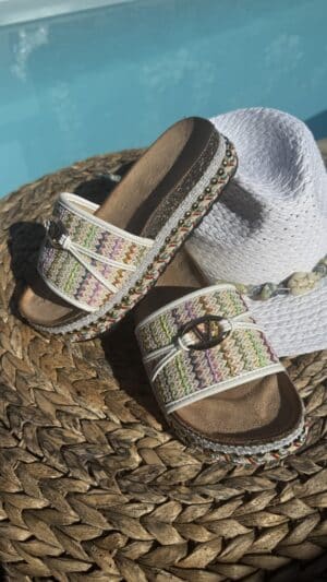 Sandales plateau multicolore