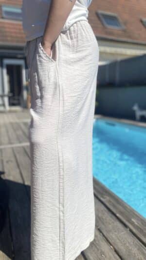 Pantalon large taille élastique