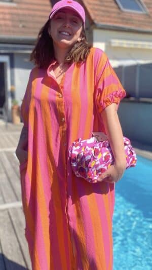 Robe-chemise  longue rayures batons