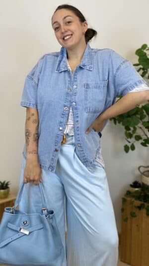 Chemise Denim Manches Courtes Bleached (c’est beau la vie)