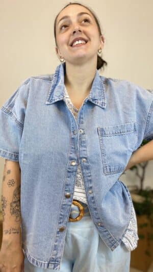 Chemise Denim Manches Courtes Bleached (c’est beau la vie)